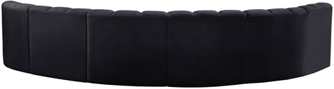 Briar Black 151 Velvet Upholstered Modular Sectional, 6-Piece