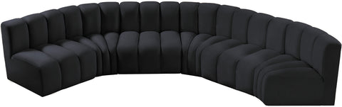 Briar Black 151 Velvet Upholstered Modular Sectional, 6-Piece