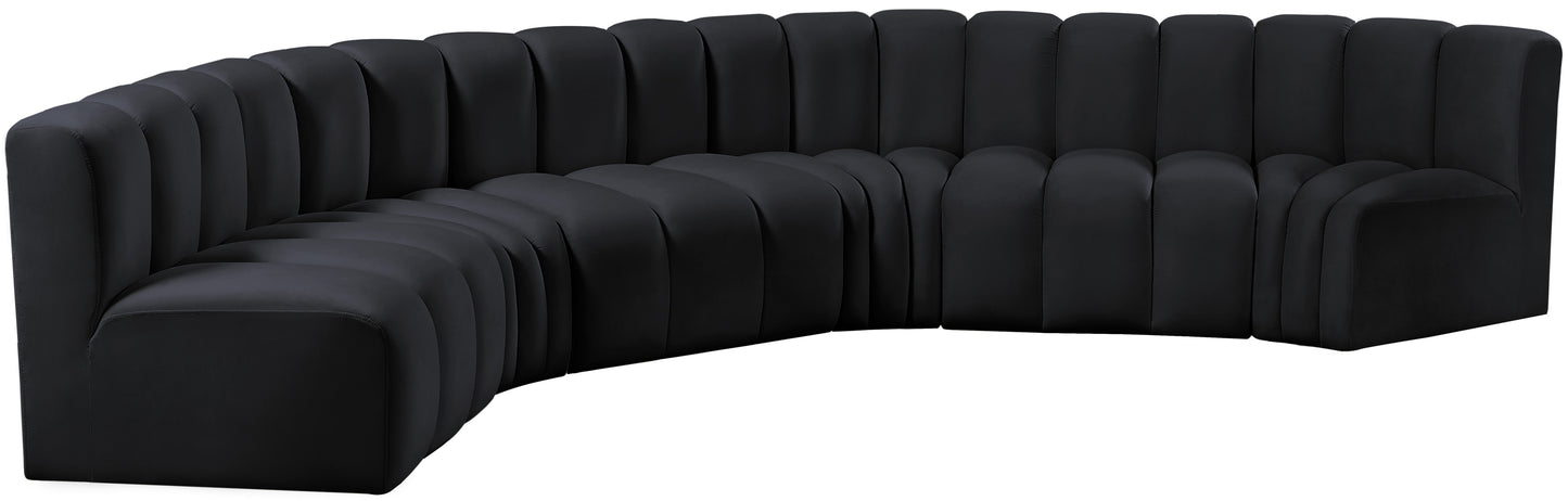 zara black velvet modular sofa s6b