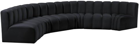 Briar Black 151 Velvet Upholstered Modular Sectional, 6-Piece