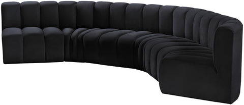 Briar Black 151 Velvet Upholstered Modular Sectional, 6-Piece