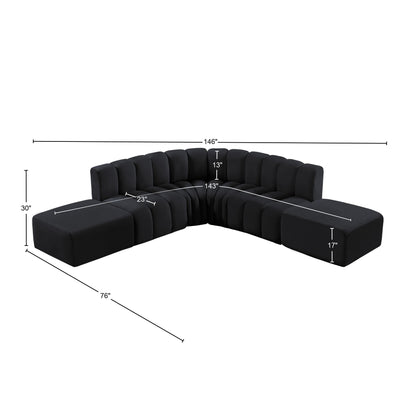 Zara Black Velvet Modular Sofa S6C