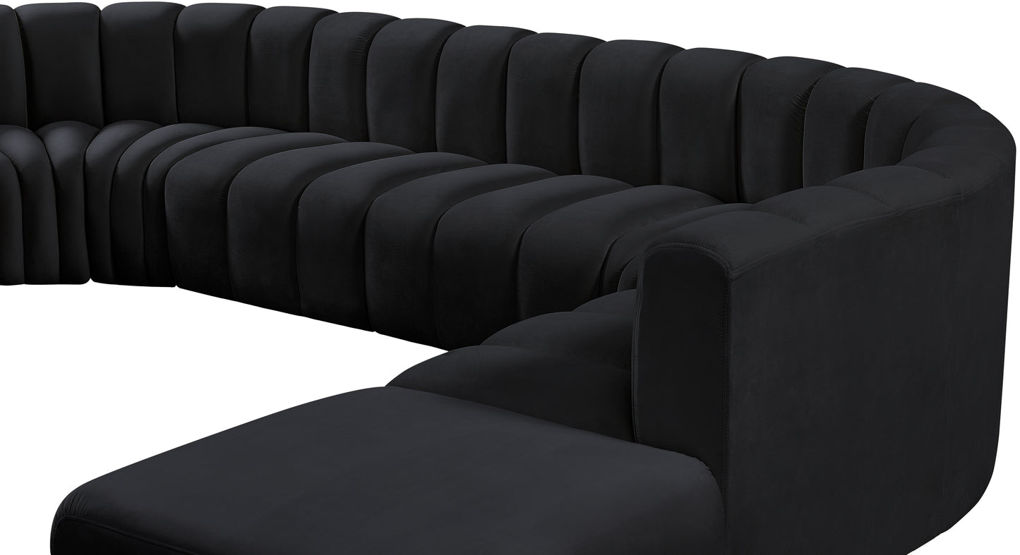 zara black velvet modular sofa s6c