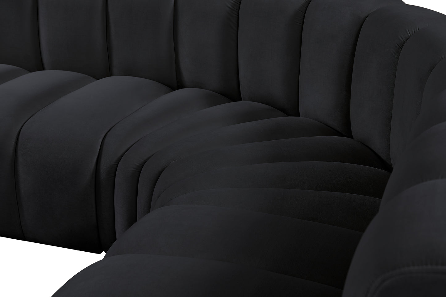 zara black velvet modular sofa s6c