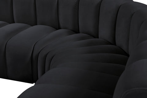 Briar Black 146 Velvet Upholstered Modular Sectional, 6-Piece