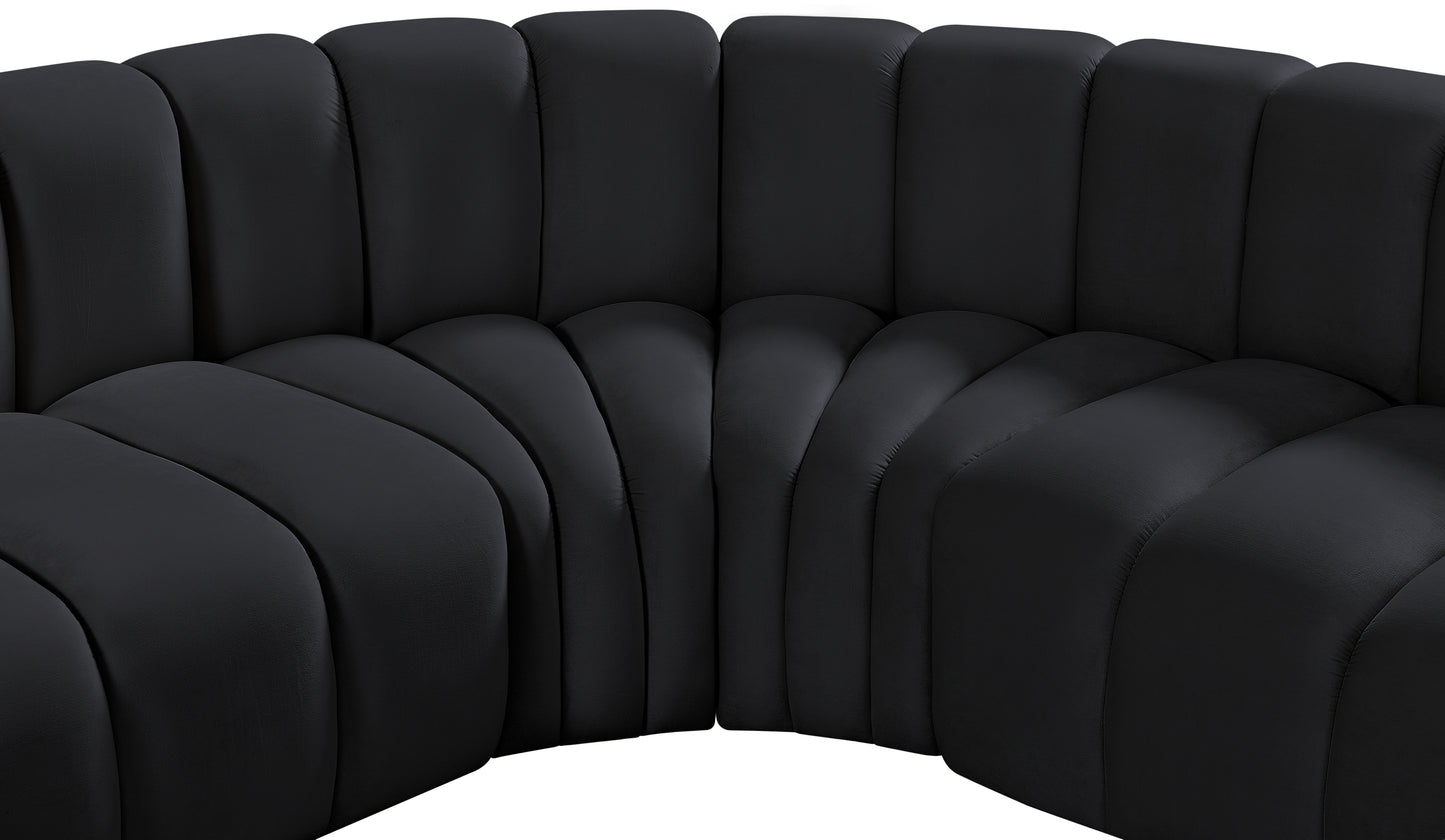 zara black velvet modular sofa s6c