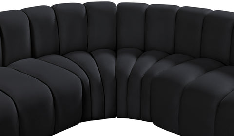 Briar Black 146 Velvet Upholstered Modular Sectional, 6-Piece