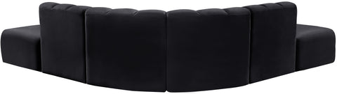 Briar Black 146 Velvet Upholstered Modular Sectional, 6-Piece