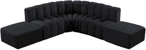 Briar Black 146 Velvet Upholstered Modular Sectional, 6-Piece