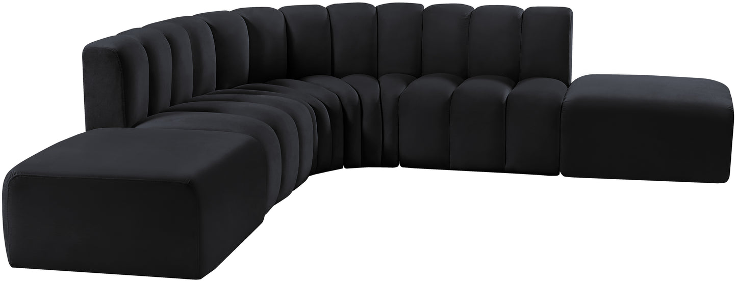 zara black velvet modular sofa s6c