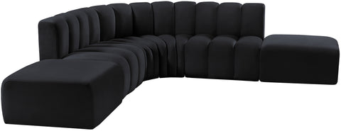 Briar Black 146 Velvet Upholstered Modular Sectional, 6-Piece