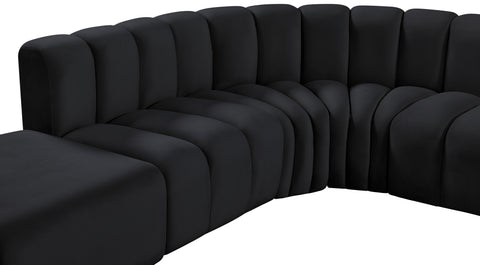Briar Black 146 Velvet Upholstered Modular Sectional, 6-Piece
