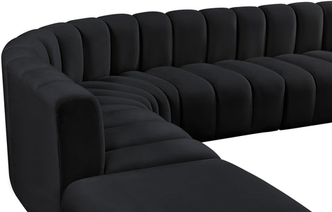 Briar Black 146 Velvet Upholstered Modular Sectional, 6-Piece