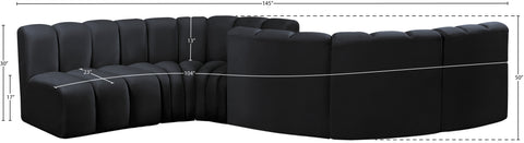 Briar Black 145 Velvet Upholstered Modular Sectional , 6-Piece (Style 2)