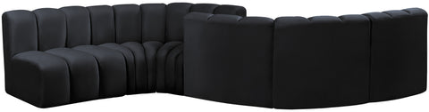 Briar Black 145 Velvet Upholstered Modular Sectional , 6-Piece (Style 2)