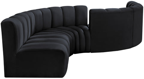 Briar Black 145 Velvet Upholstered Modular Sectional , 6-Piece (Style 2)