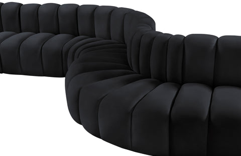 Briar Black 145 Velvet Upholstered Modular Sectional , 6-Piece (Style 2)