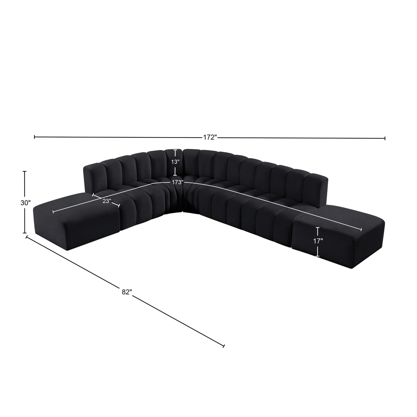 zara black velvet modular sofa s7a