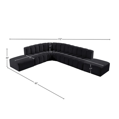 Zara Black Velvet Modular Sofa S7A