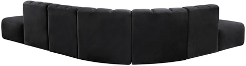 Briar Black 172 Velvet Upholstered Modular Sectional, 7-Piece