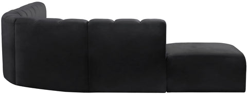 Briar Black 172 Velvet Upholstered Modular Sectional, 7-Piece