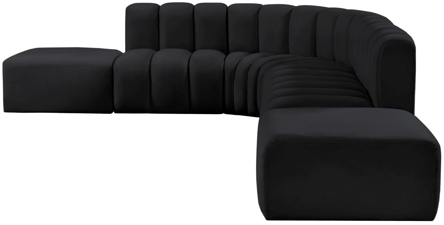 zara black velvet modular sofa s7a