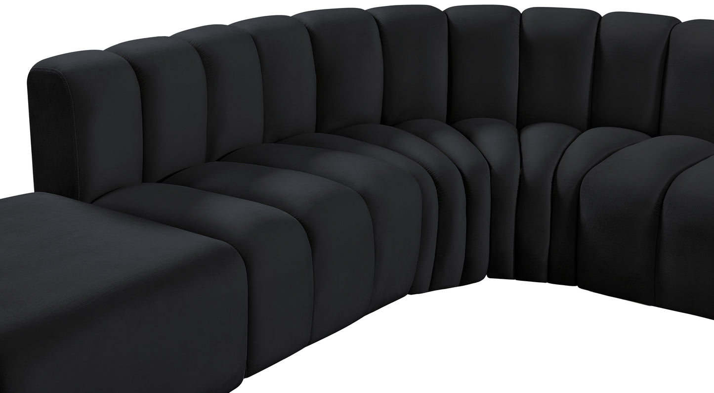 zara black velvet modular sofa s7a