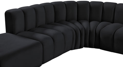 Briar Black 172 Velvet Upholstered Modular Sectional, 7-Piece