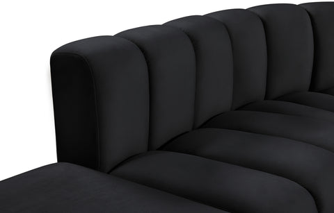 Briar Black 172 Velvet Upholstered Modular Sectional, 7-Piece