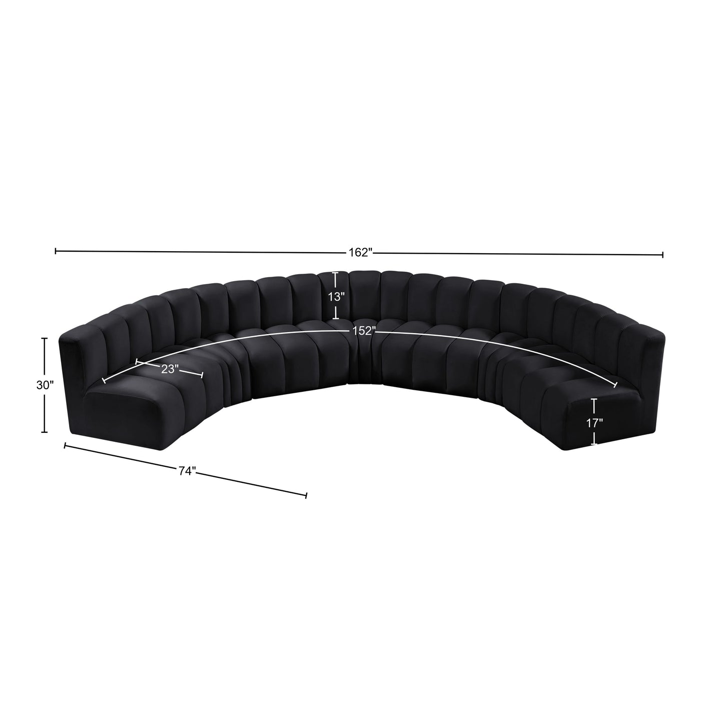 zara black velvet modular sofa s7b