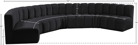 Briar Black 162 Velvet Upholstered Modular Sectional, 7-Piece
