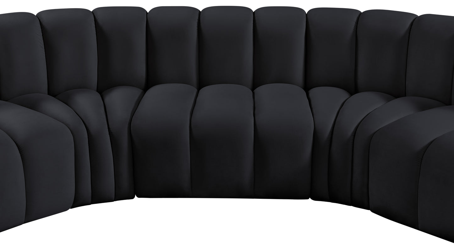 zara black velvet modular sofa s7b