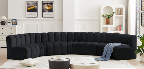 Briar Black 162 Velvet Upholstered Modular Sectional, 7-Piece