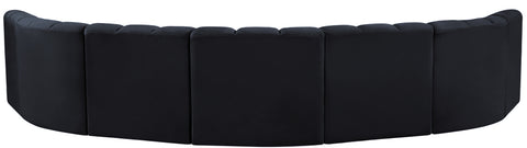 Briar Black 162 Velvet Upholstered Modular Sectional, 7-Piece