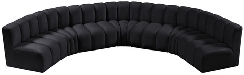 Briar Black 162 Velvet Upholstered Modular Sectional, 7-Piece