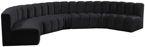 Briar Black 162 Velvet Upholstered Modular Sectional, 7-Piece