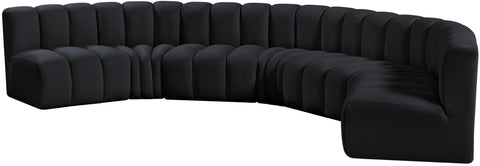 Briar Black 162 Velvet Upholstered Modular Sectional, 7-Piece
