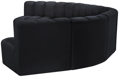 Briar Black 162 Velvet Upholstered Modular Sectional, 7-Piece