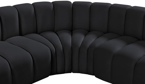 Briar Black 162 Velvet Upholstered Modular Sectional, 7-Piece