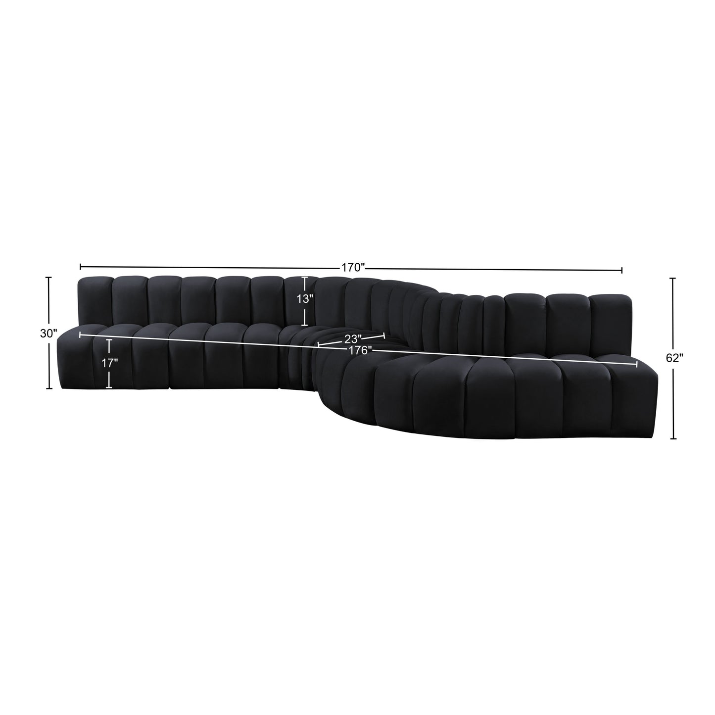 zara black velvet modular sofa s7c