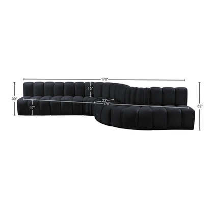 Zara Black Velvet Modular Sofa S7C