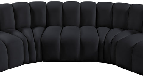 Briar Black 170 Velvet Upholstered Modular Sectional, 7-Piece