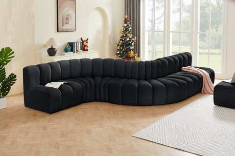 Briar Black 170 Velvet Upholstered Modular Sectional, 7-Piece