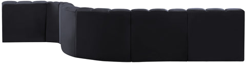 Briar Black 170 Velvet Upholstered Modular Sectional, 7-Piece