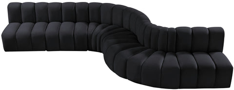 Briar Black 170 Velvet Upholstered Modular Sectional, 7-Piece