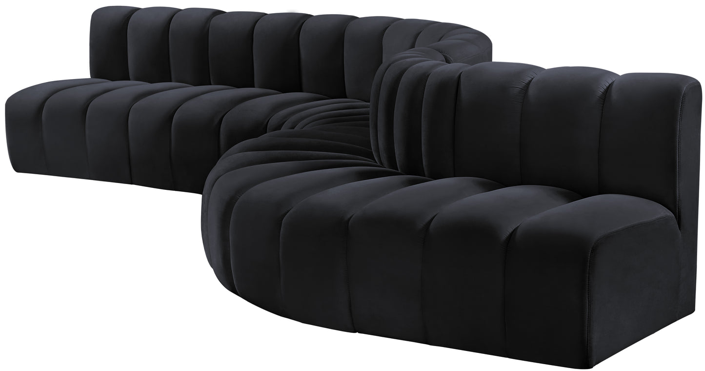 zara black velvet modular sofa s7c