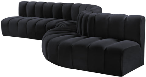 Briar Black 170 Velvet Upholstered Modular Sectional, 7-Piece