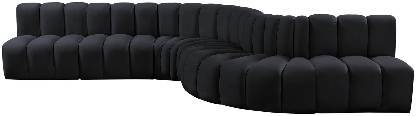 zara black velvet modular sofa s7c