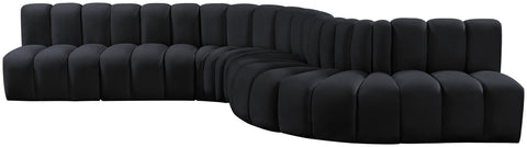 Briar Black 170 Velvet Upholstered Modular Sectional, 7-Piece