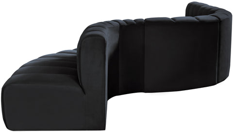 Briar Black 170 Velvet Upholstered Modular Sectional, 7-Piece